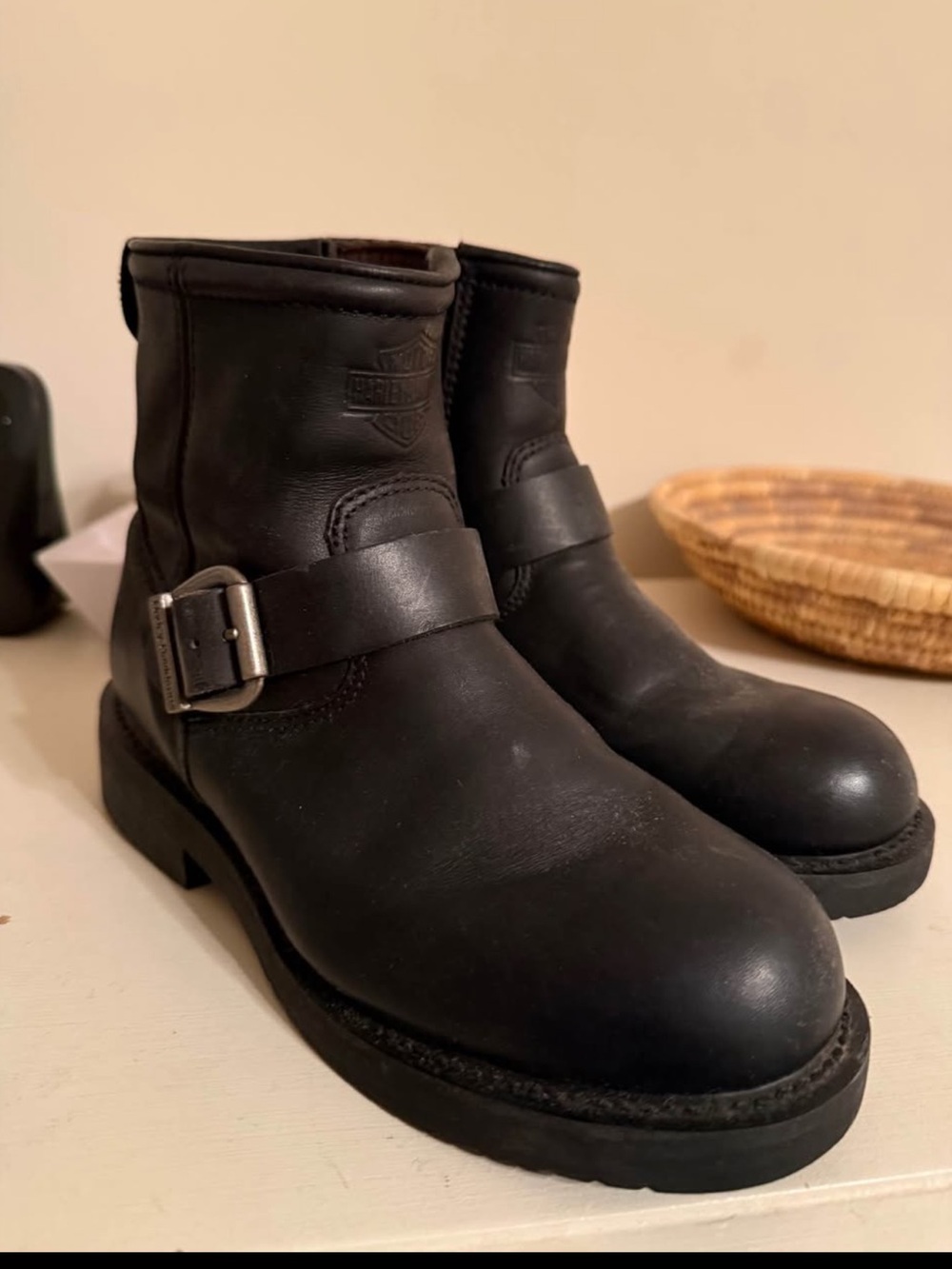 Harley-Davidson Black Leather Harness Boots with Buckle